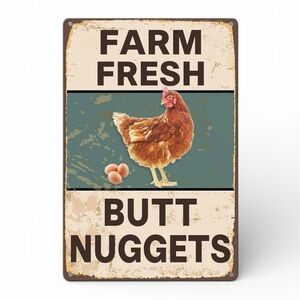 Farm Fresh Butt Nuggets Retro Metal Sign - NWT